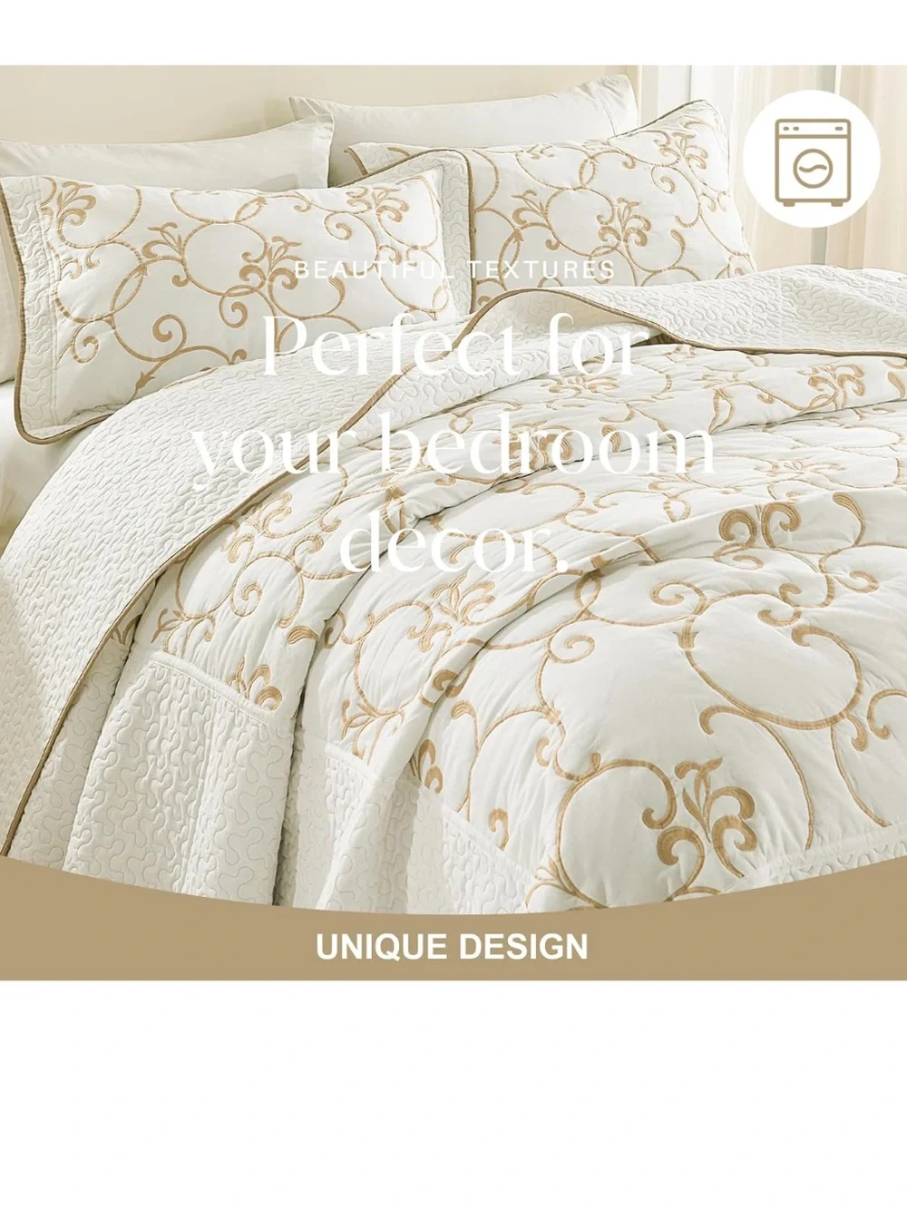 100% Cotton Oversized Bedspread Quilt Coverlet Set, 128x120
